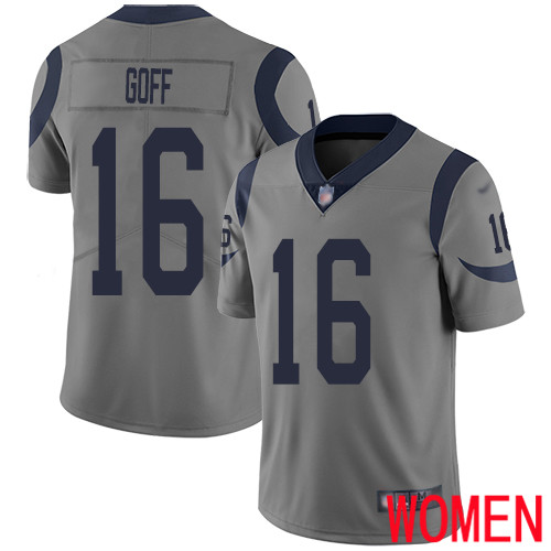 Los Angeles Rams Limited Gray Women Jared Goff Jersey NFL Football #16 100th Season Inverted Legend